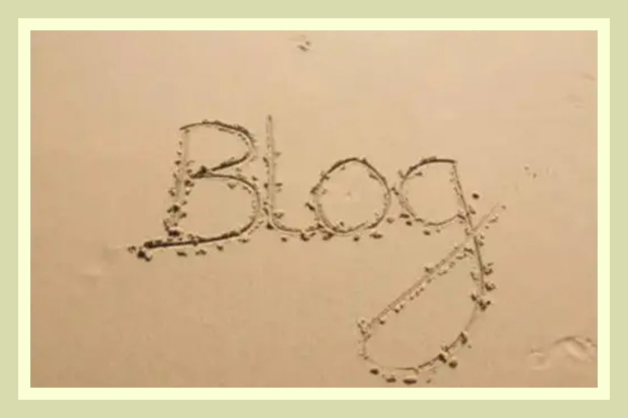 Word 'Blog' written with ants on a surface.