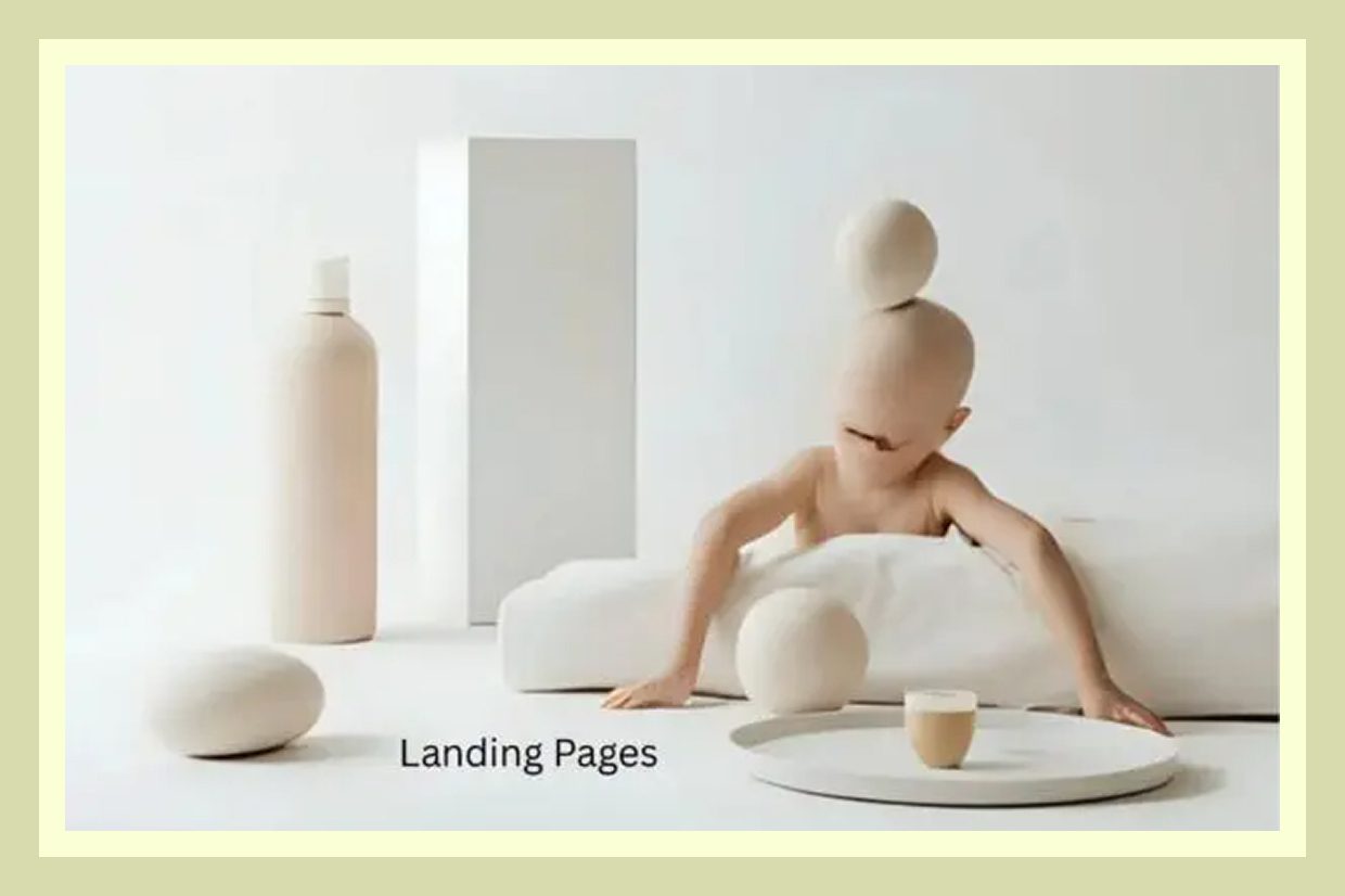 Minimalist scene with a baby, bottle, and mirror on a light table.